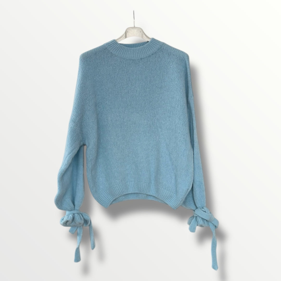 Alpaka Strickpullover mit Schleifendetaile am Ärmel (verschiedene Farben)
