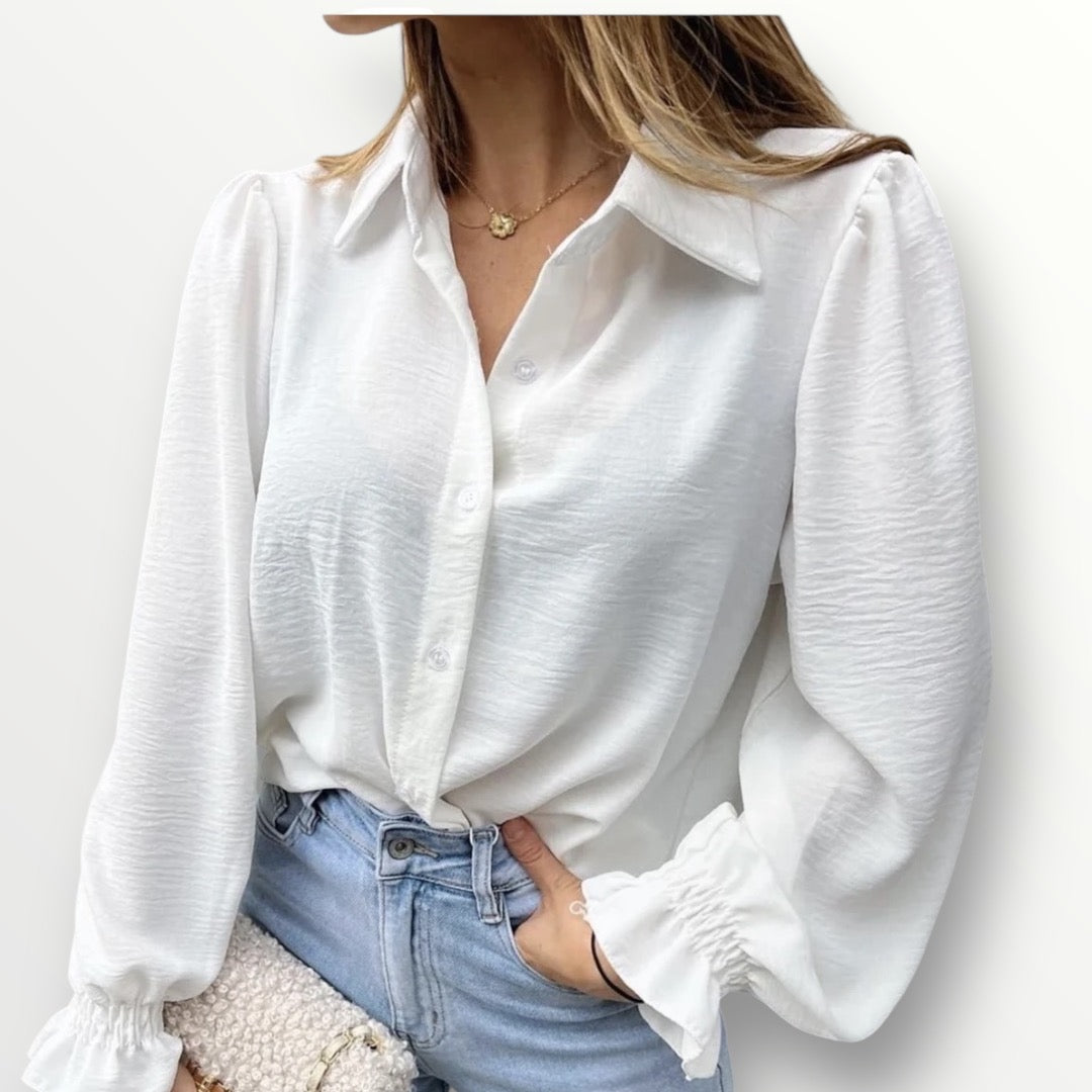 Boho-Bluse mit Rüschenärmel in weiß verschiedene Farben/Größen