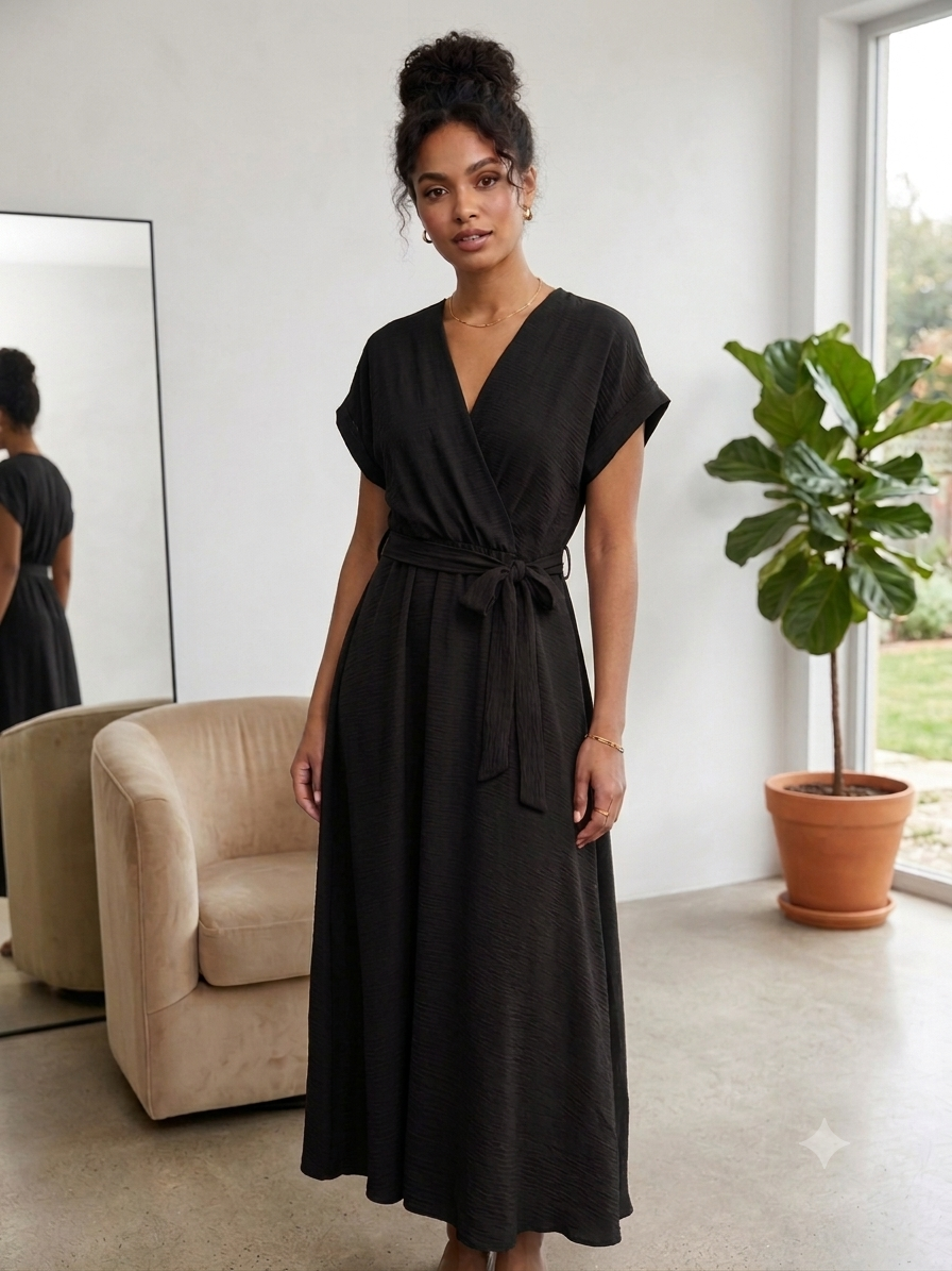 Basic Kleid mit Bindegürtel (verschiedenen Farben)