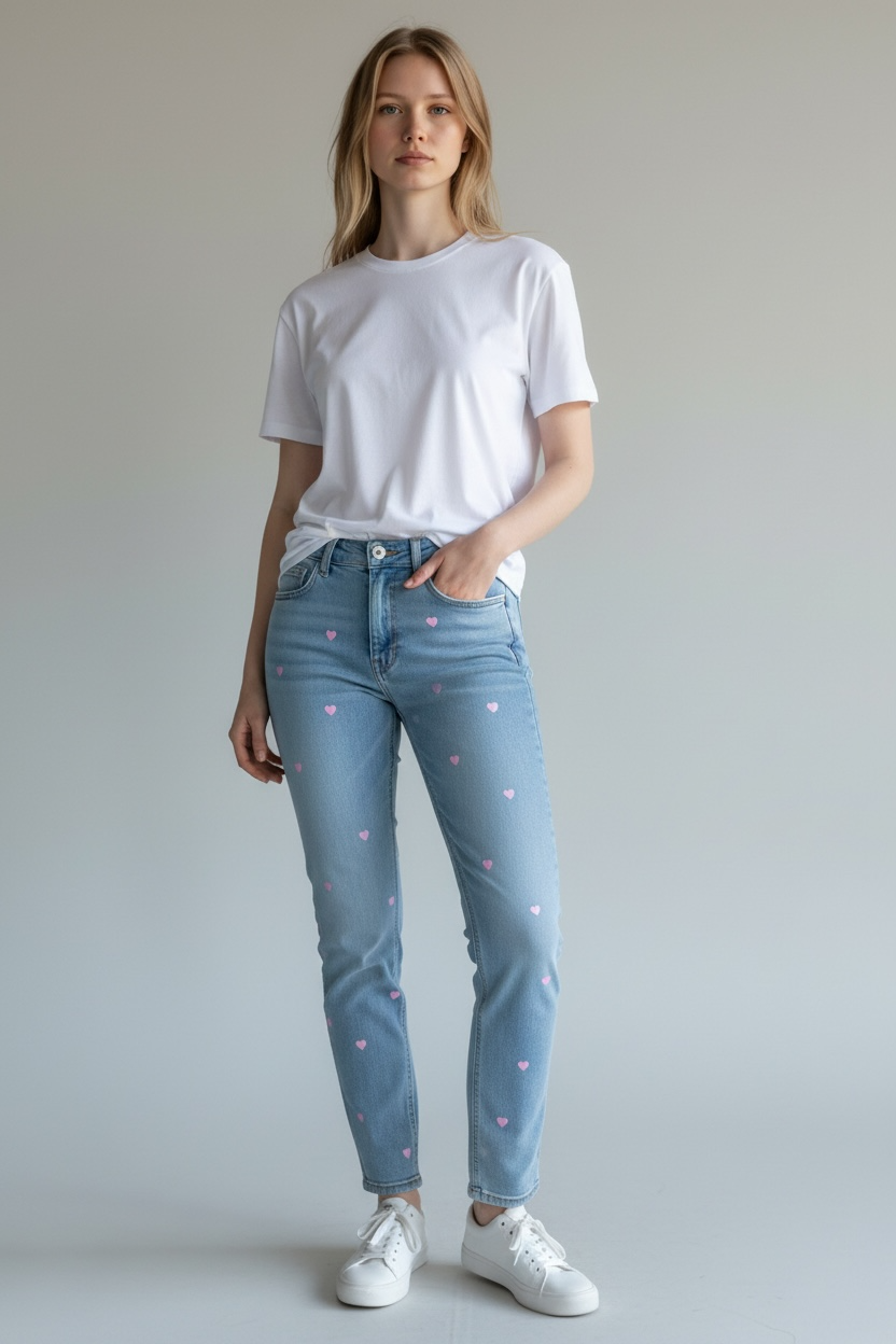 Strechy Mom Jeans Little Heart