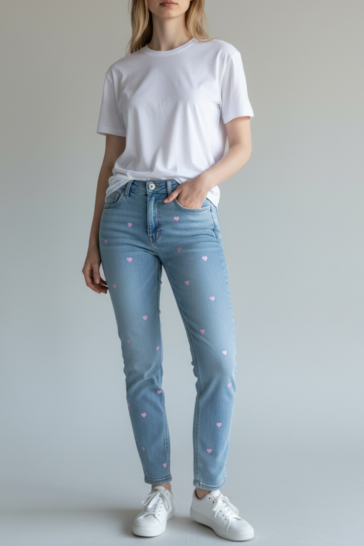 Strechy Mom Jeans Little Heart