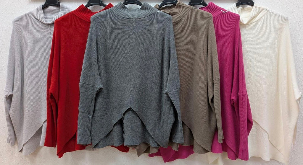 Basic Ripp- Pullover mit V-Ausschnitt (verschiedene Farben)