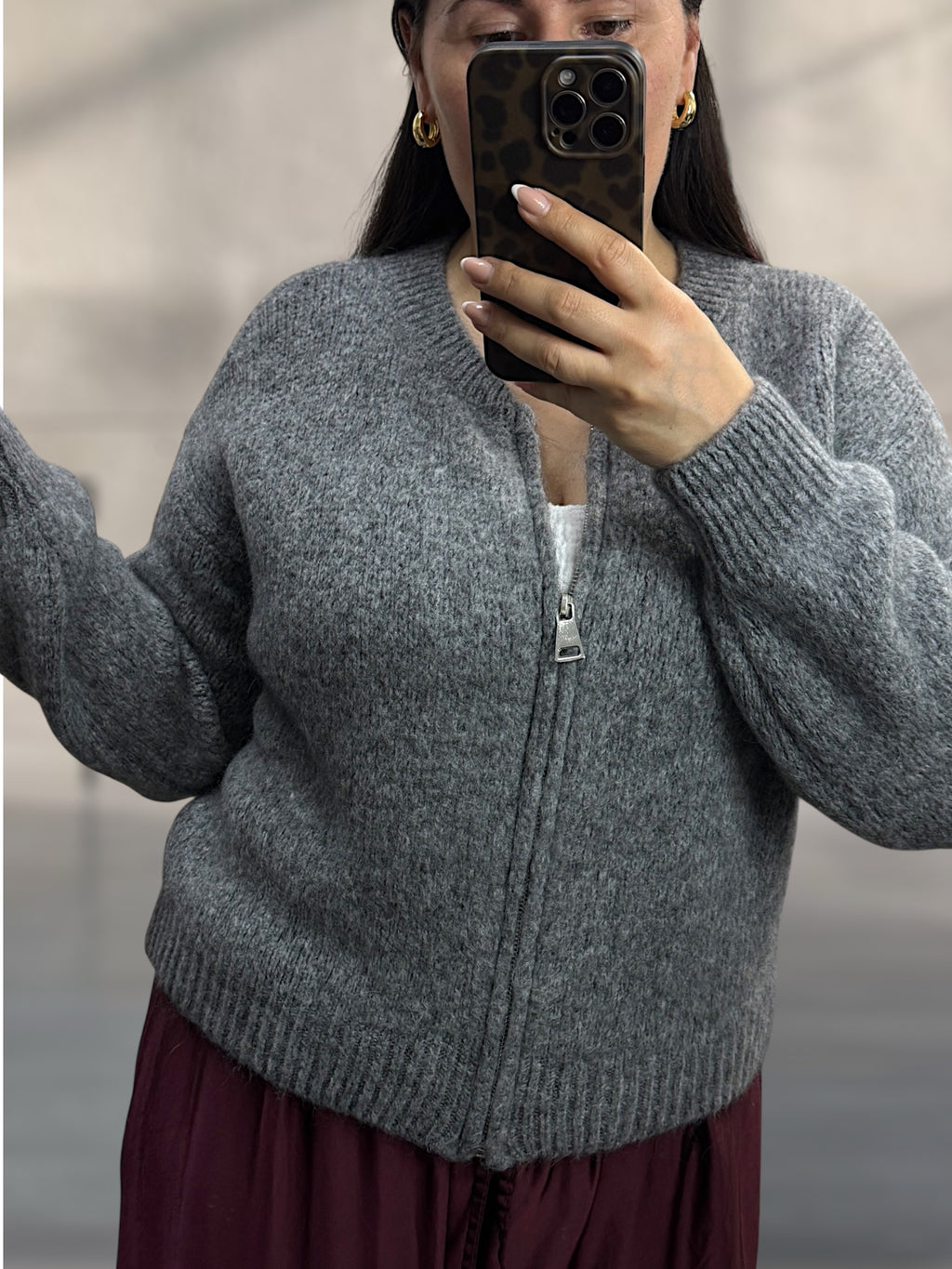 Zipp-Strickjacke mit Reißverschluss (verschiedene Farben)