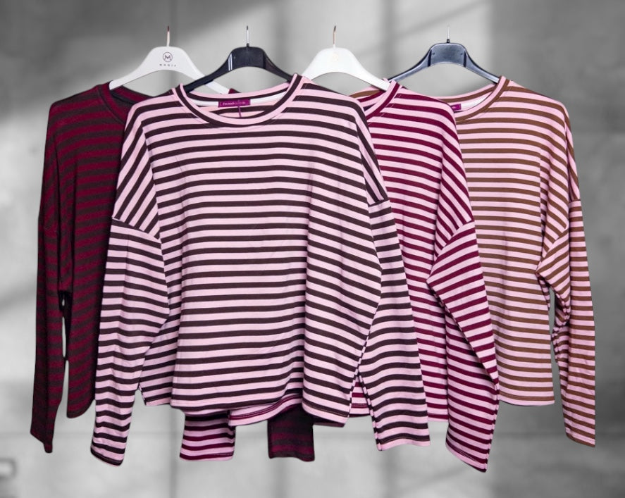 Gestreiftes Jersey Shirt kürzer geschnitten (verschiedene Farben)