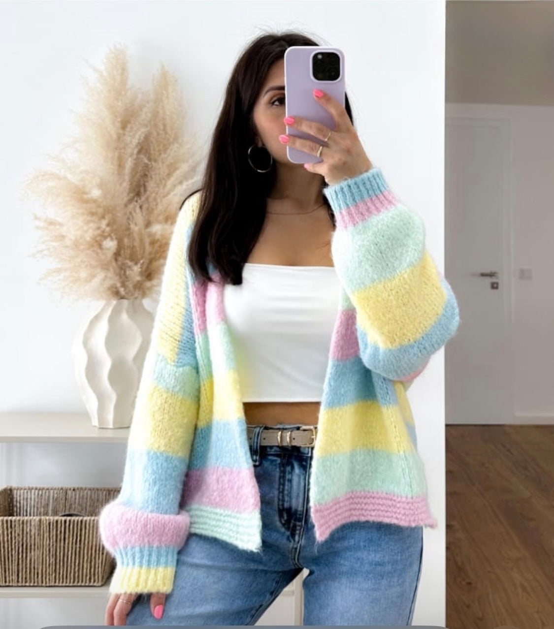 Leichter Cardigan Pastell gestreift