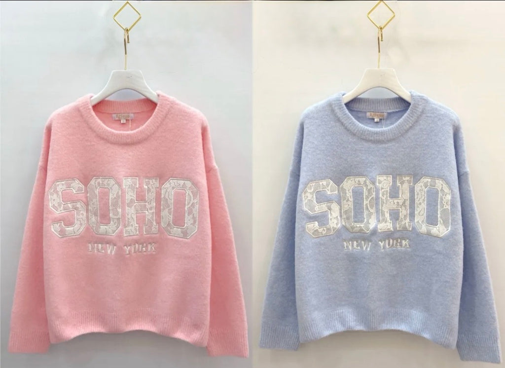 Strickpullover Soho mit Spitze (verschiedene Farben)