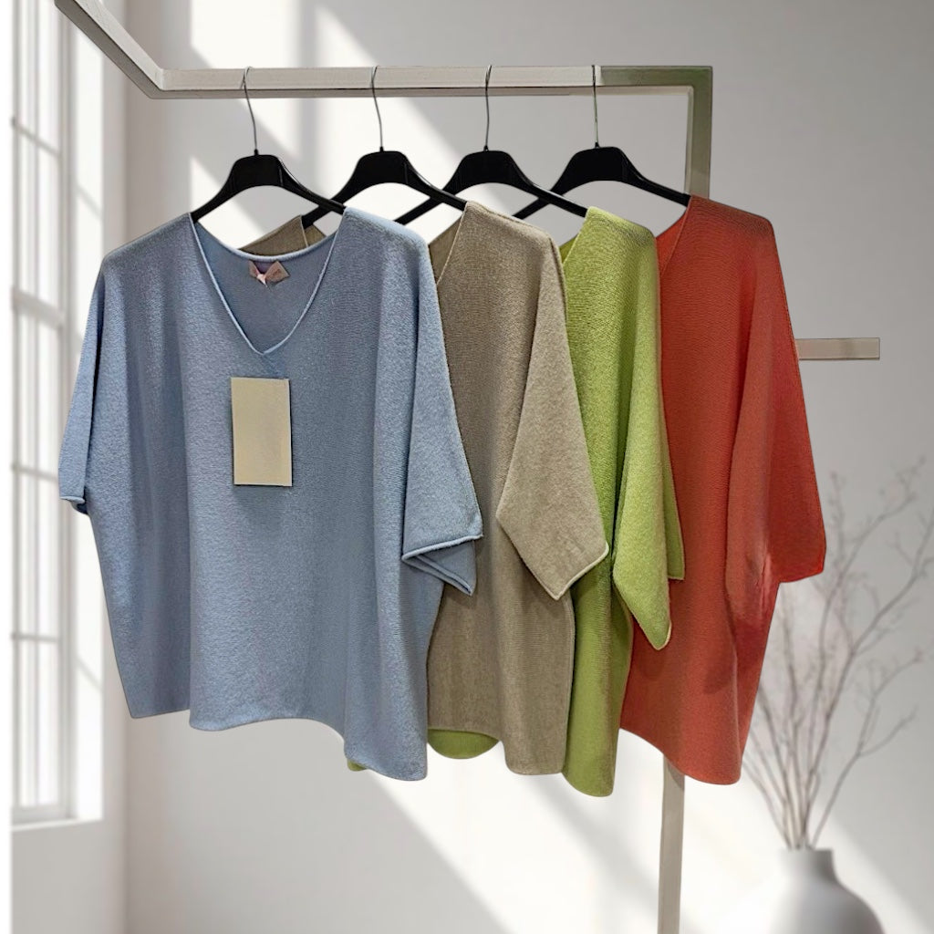 Lässiges Kurzarm Feinstrick Shirt (verschiedene Farben)