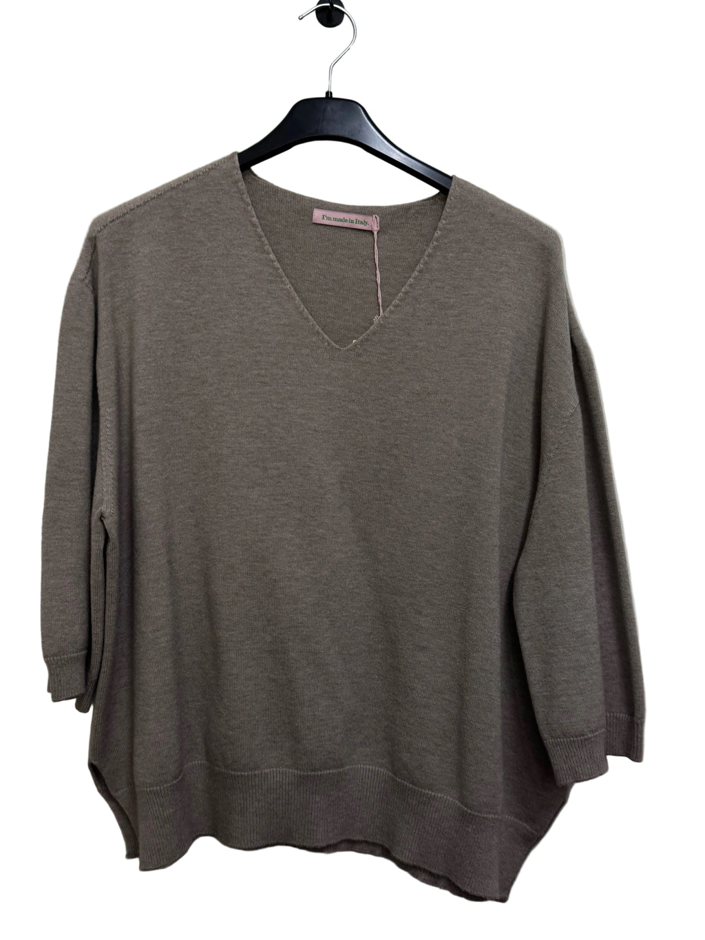 Feinstrick Pullover 3/4 Arm Taupe