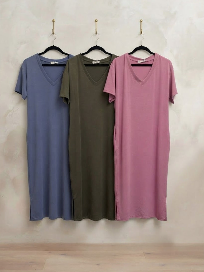 Supersoft Kleid mit Eingrifftaschen (verschiedene Farben)