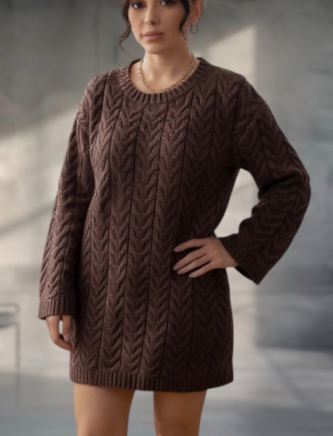 Zopfstrick Longpullover (verschiedene Farben)