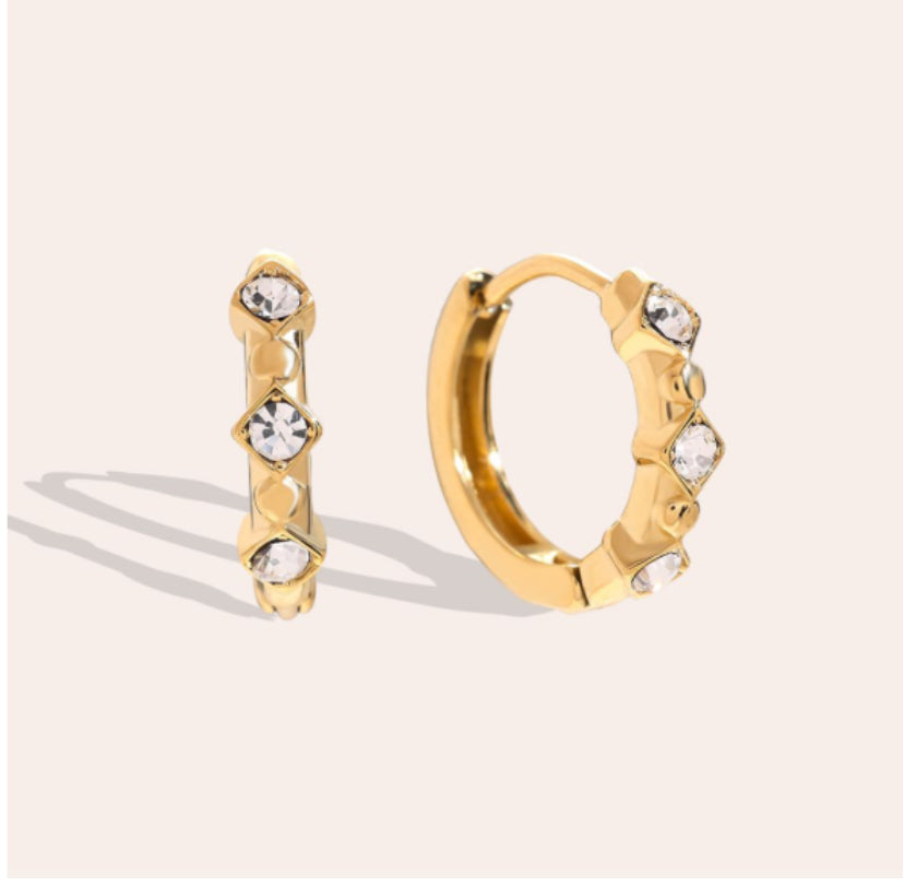 Creole Three Little Diamonds Edelstahl Vergoldet