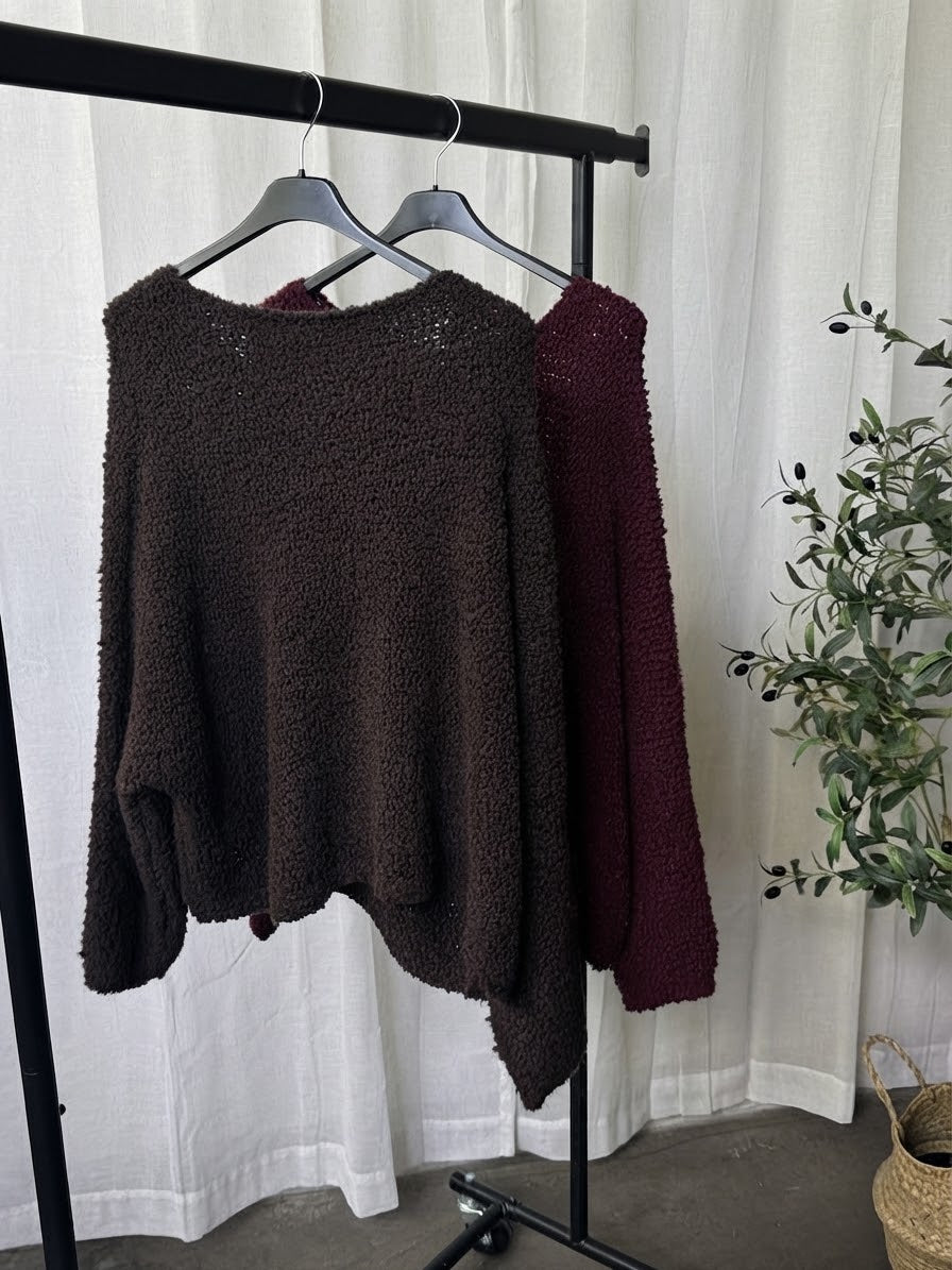 Bouclé Pullover leicht Cropped (verschiedene Farben)