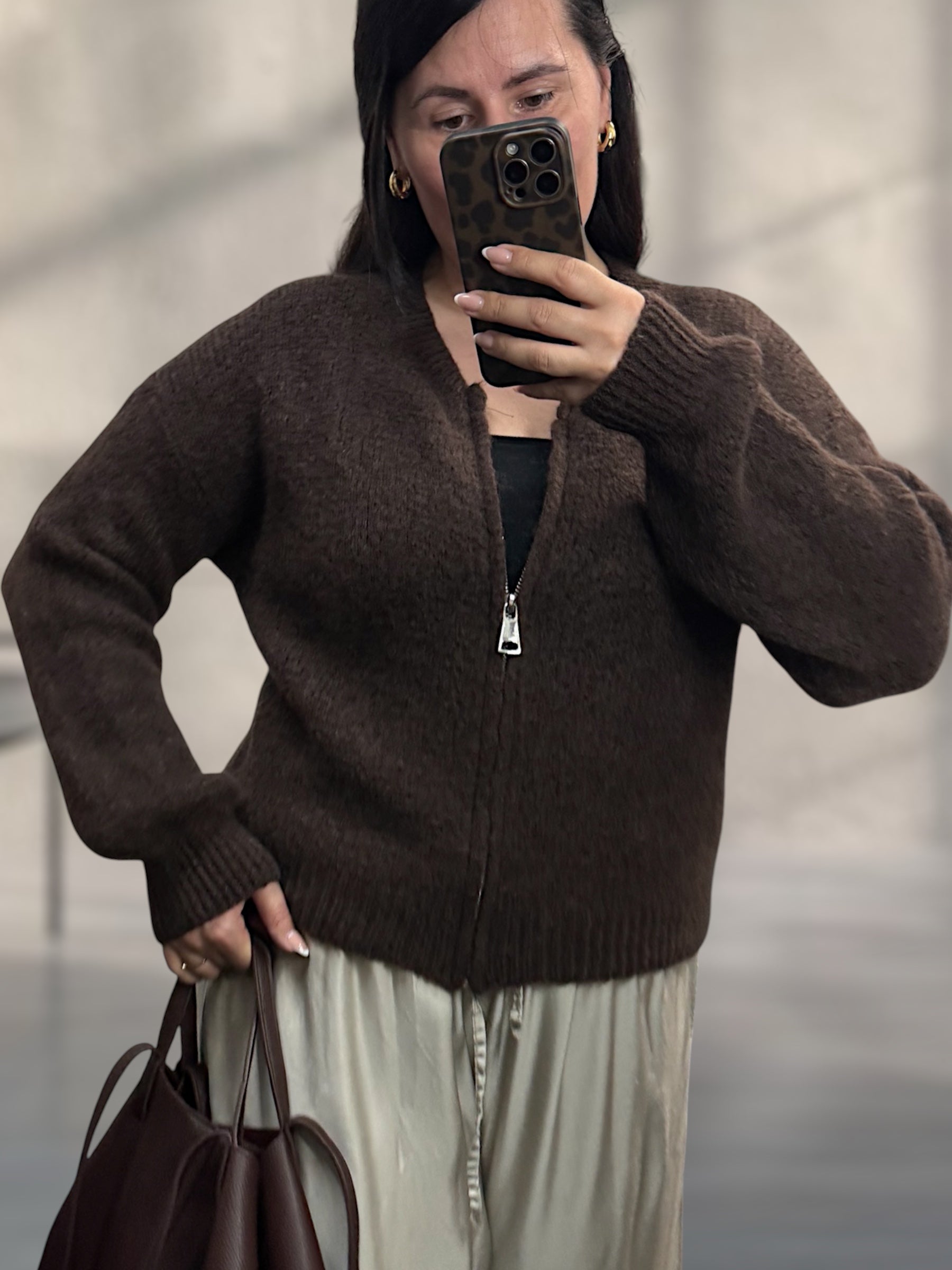 Zipp-Strickjacke mit Reißverschluss (verschiedene Farben)