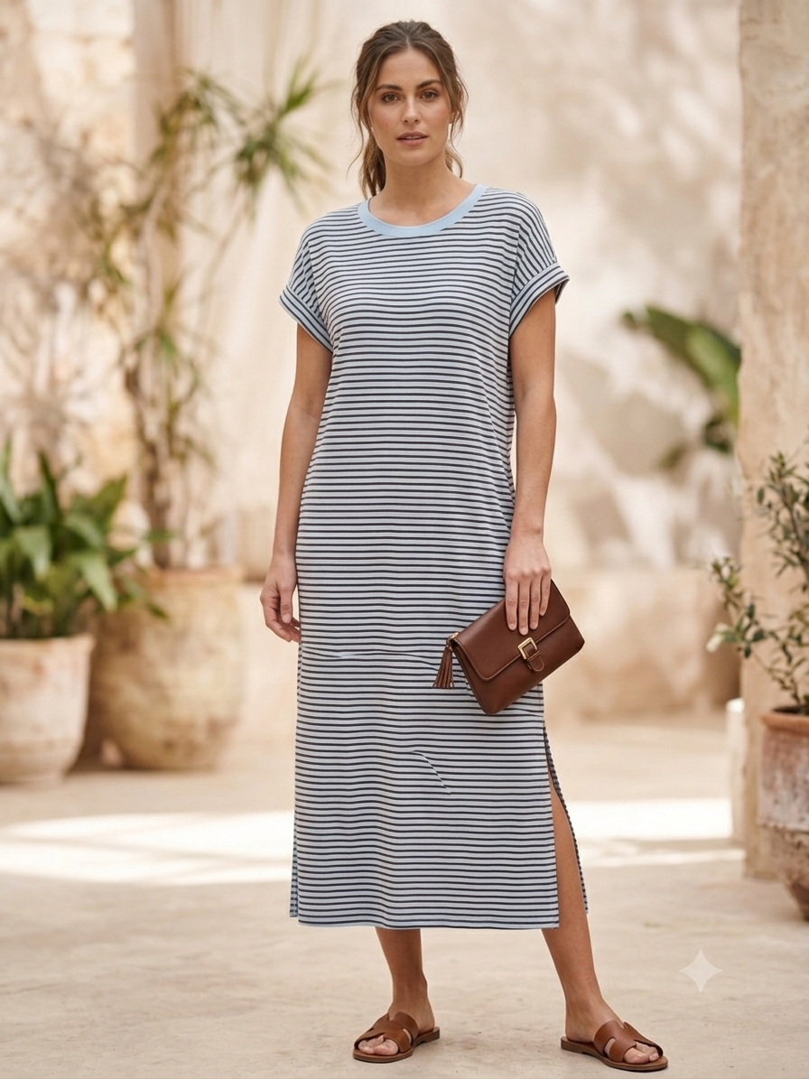 Sportliches T-Shirt Kleid gestreift