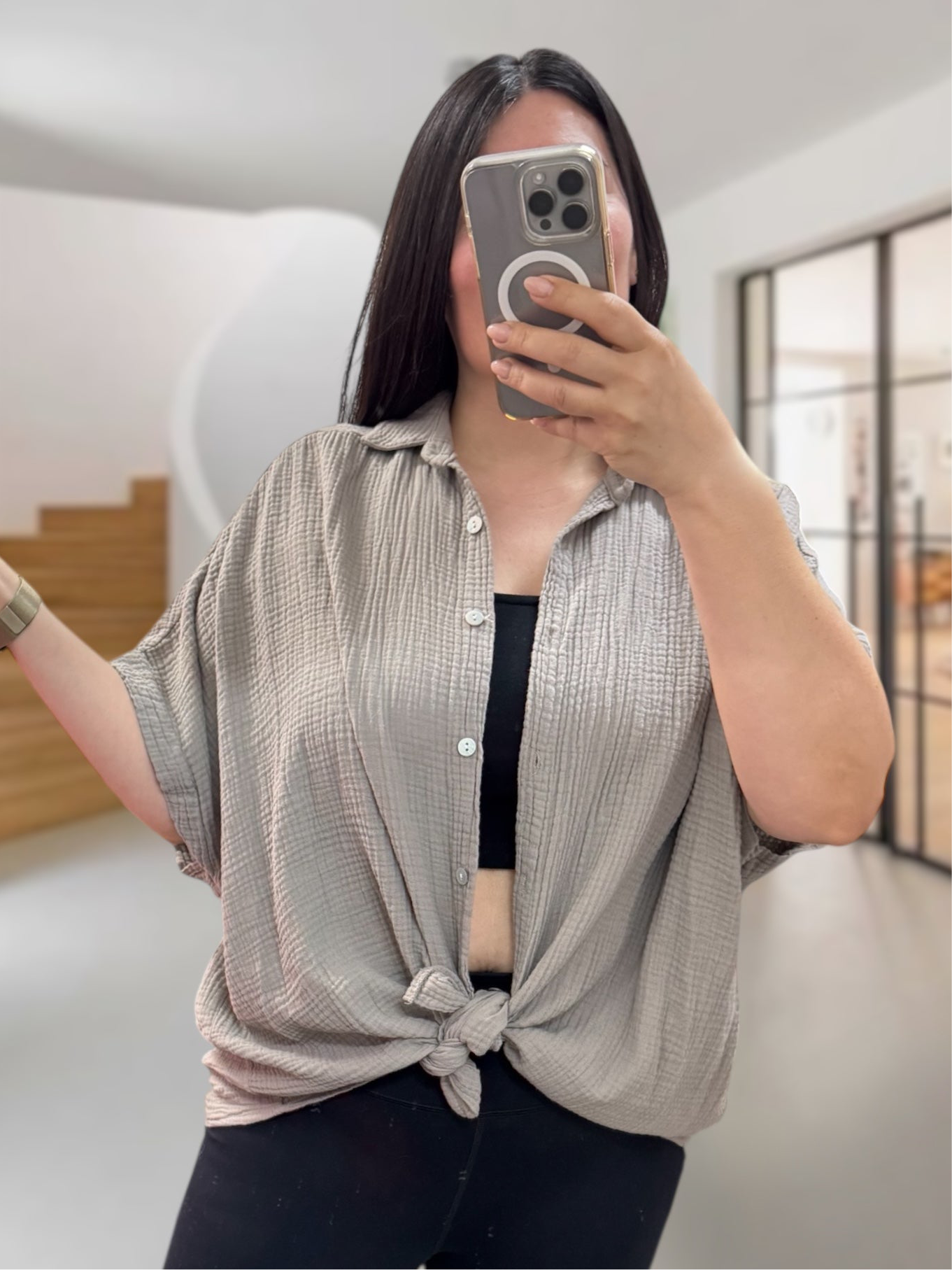 Oversize Musselin Kurzarm Bluse (verschiedene Farben)