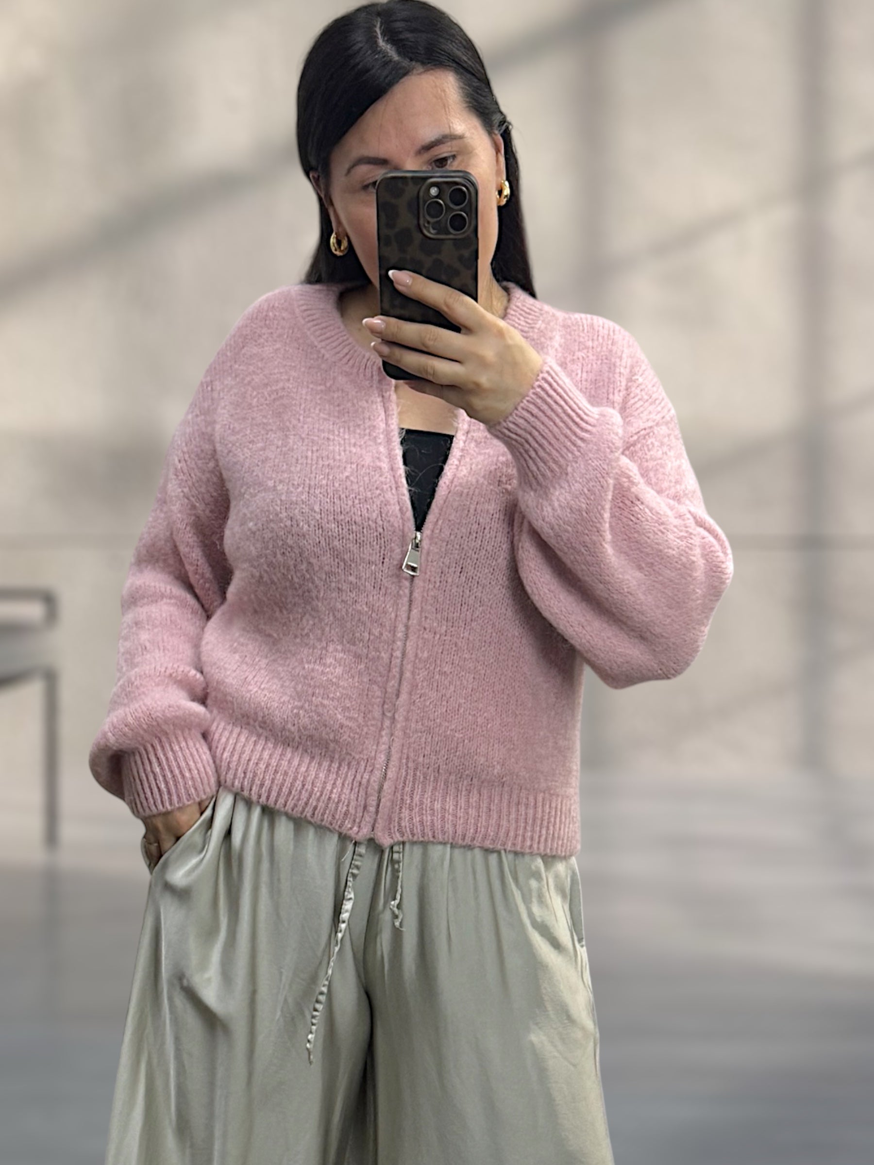Zipp-Strickjacke mit Reißverschluss (verschiedene Farben)