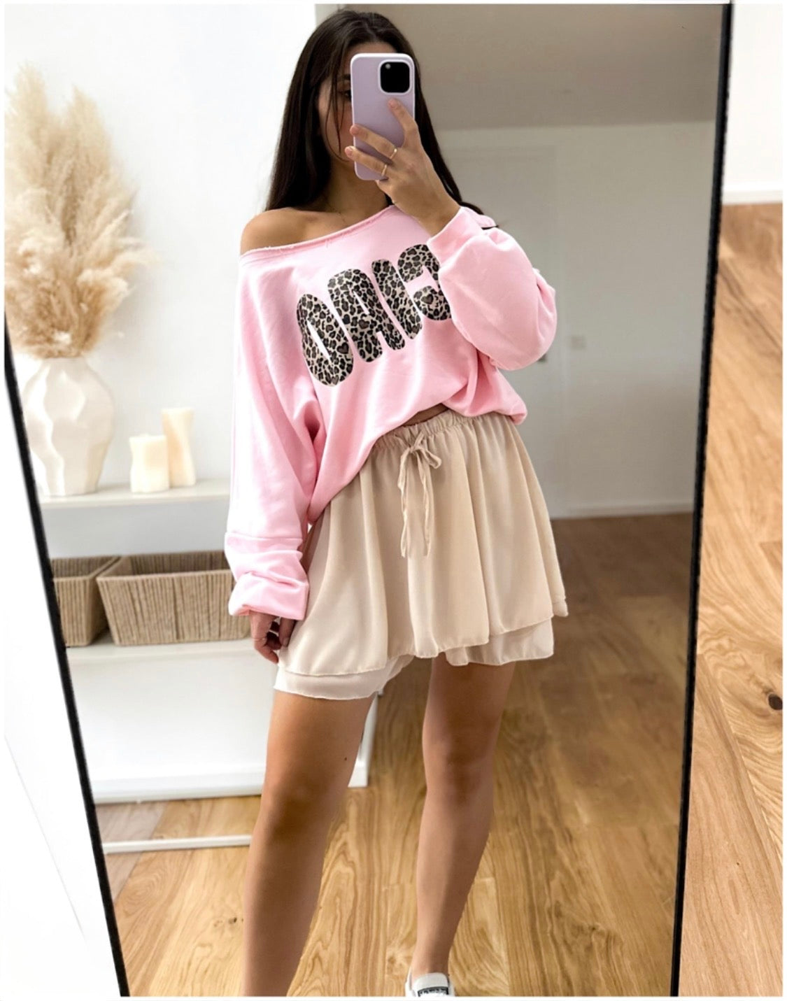 Verspielter Hosenrock beige