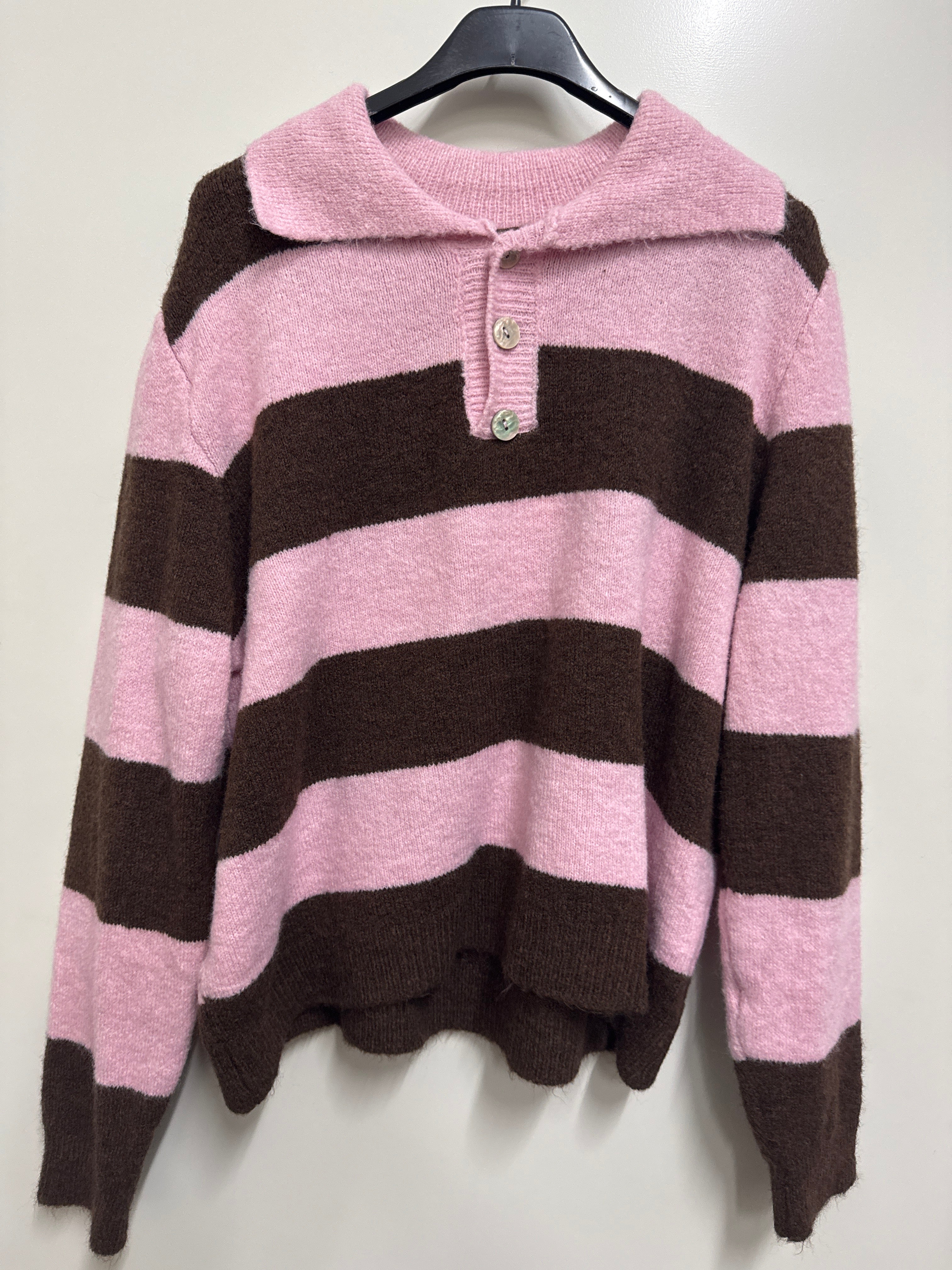 Strick Polo Longsleeve gestreift (verschiedene Farben)
