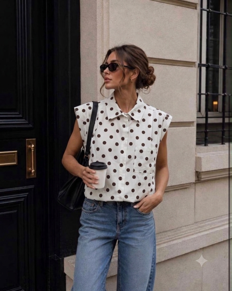 Cropped Polkadots Bluse (verschiedene Farben)