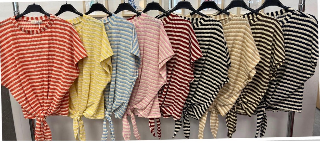Knoten T-Shirt gestreift (verschiedene Farben)