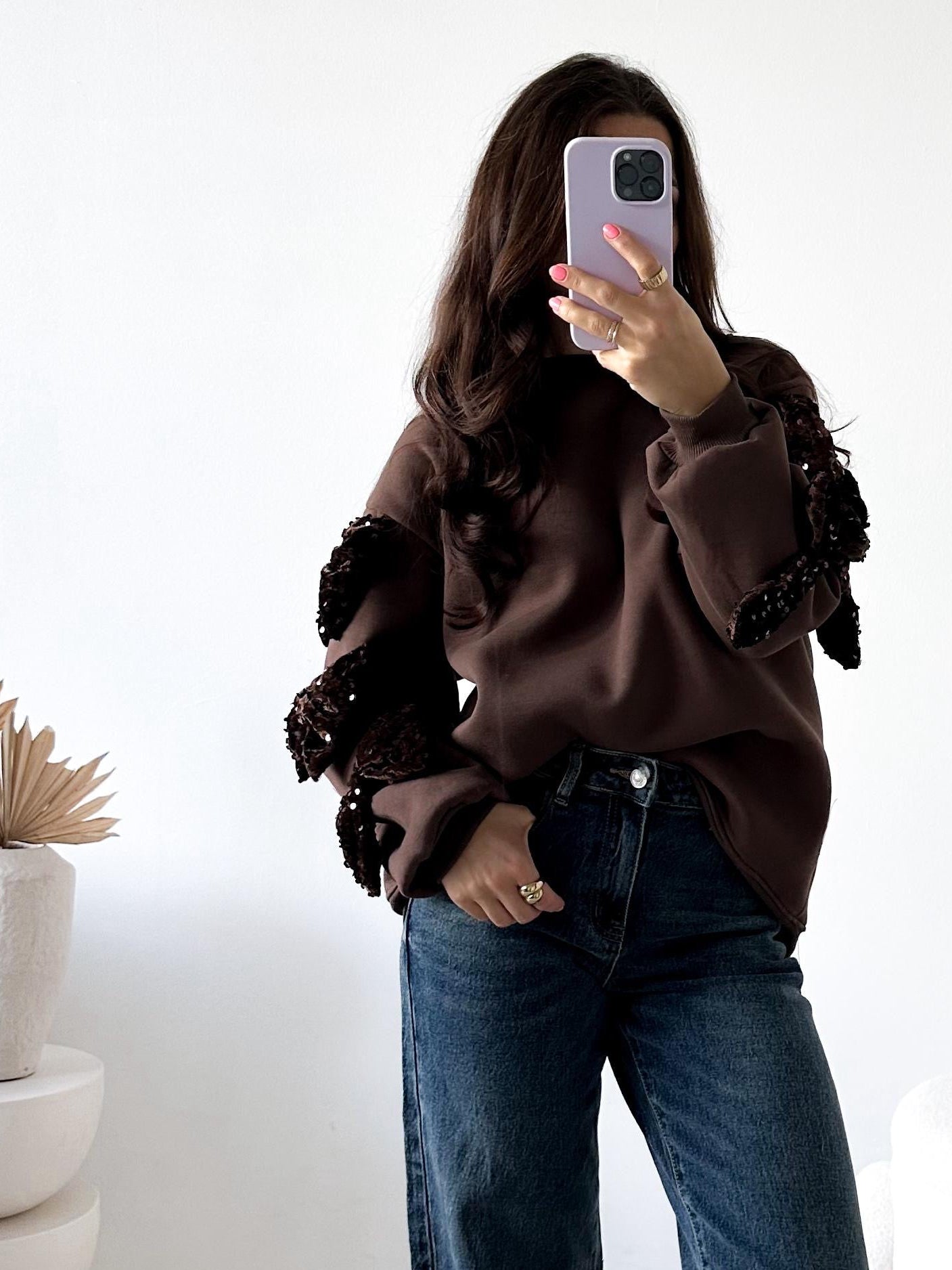 Pailletten Schleifen Sweatshirt (verschiedene Farben)