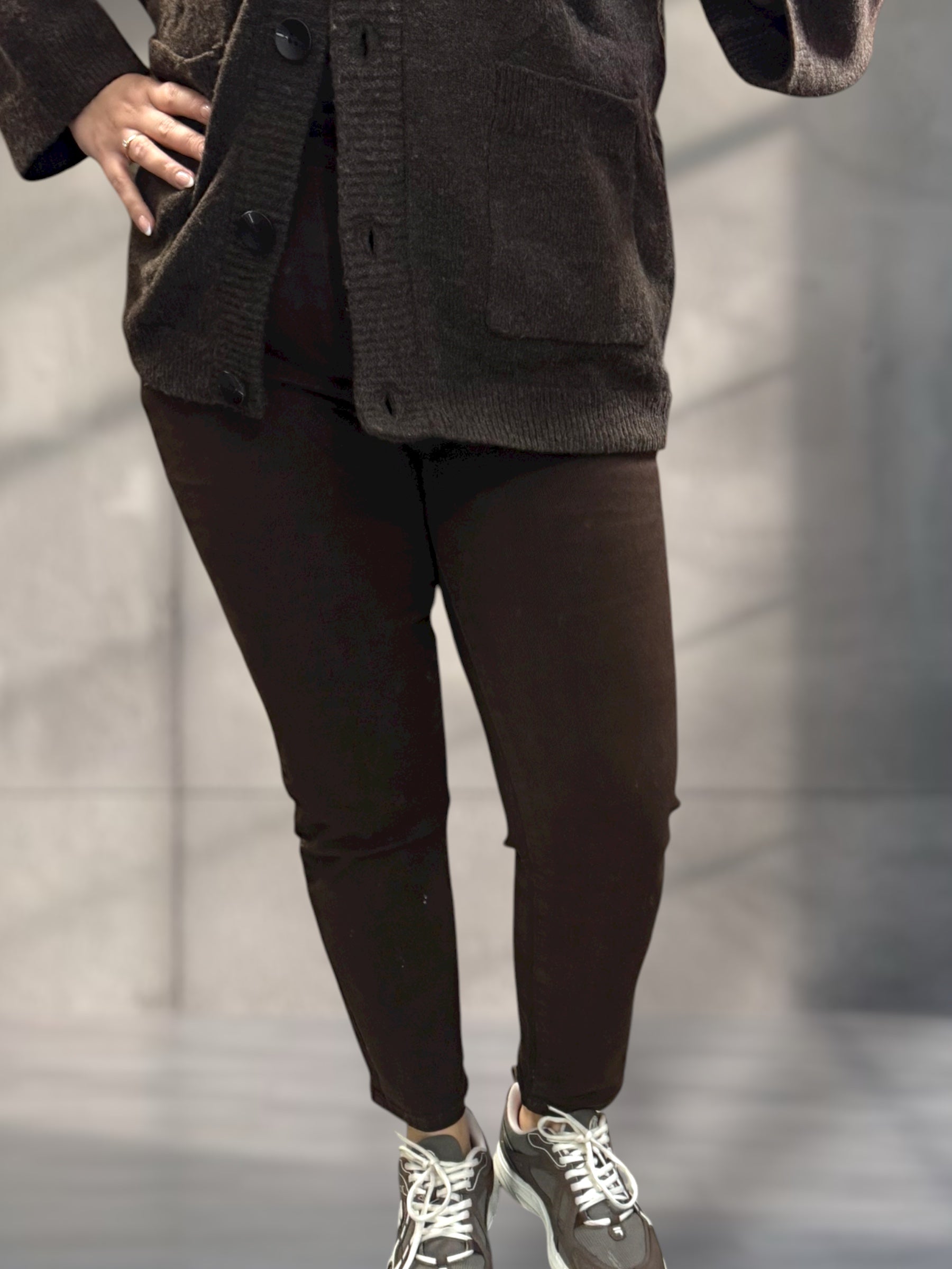 Mom Jeanshose mit geraden Bein in braun 7/8 Länge