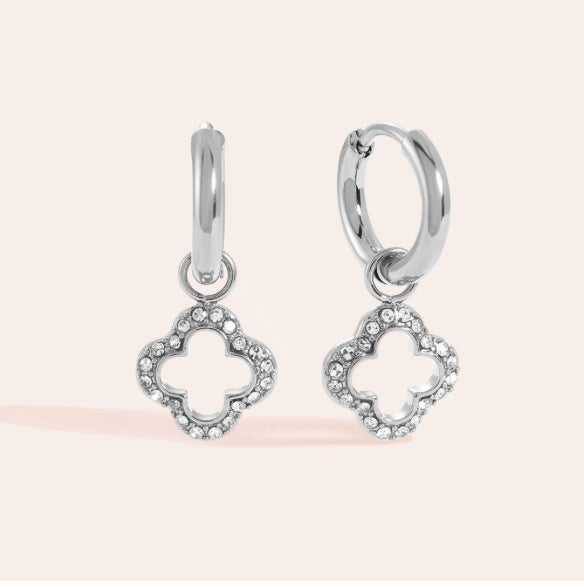 Lucky Hoop Creole Kleeblatt vergoldet