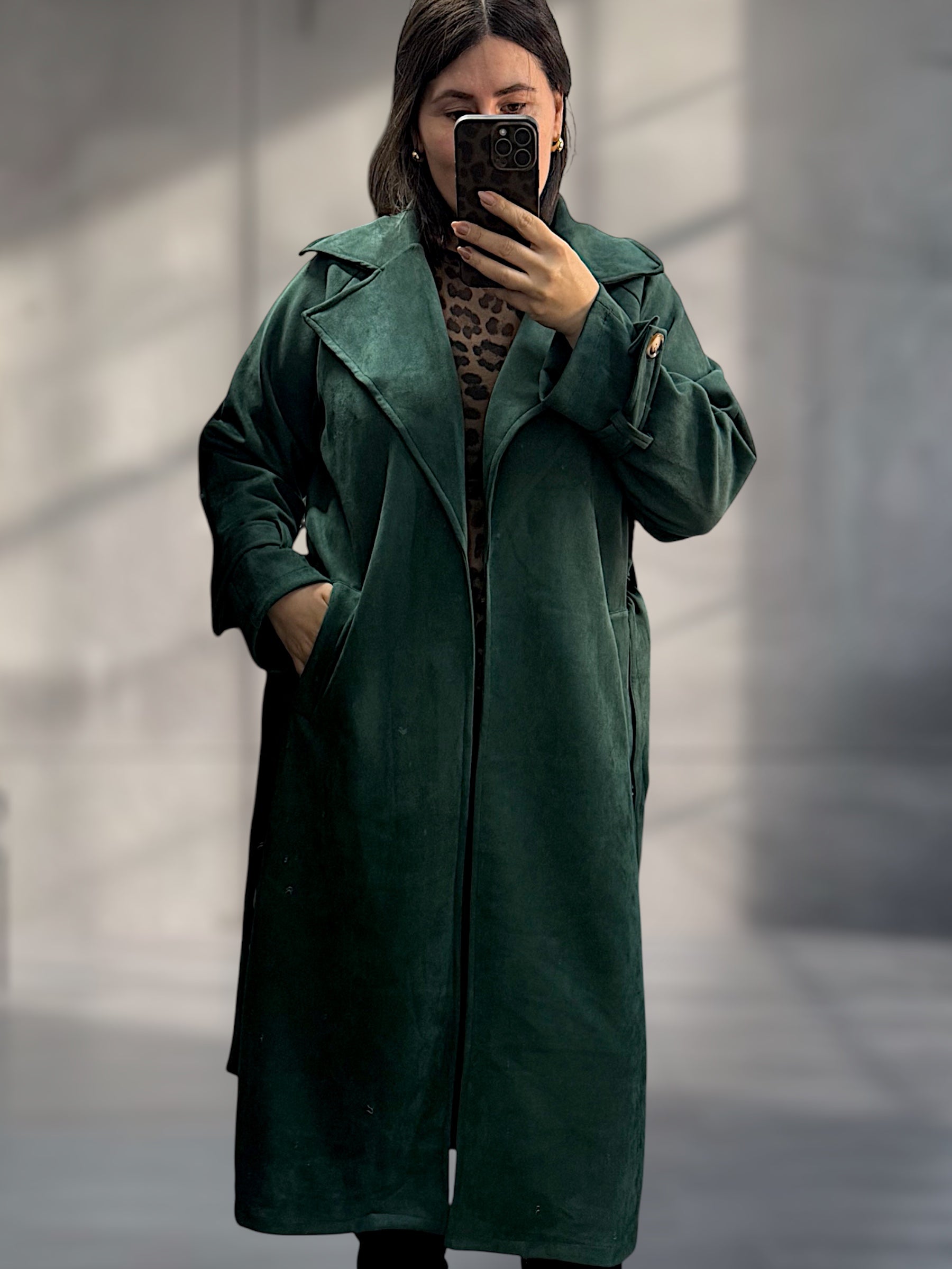 Velours Trenchcoat in Wildleder Optik (verschiedene Farben)
