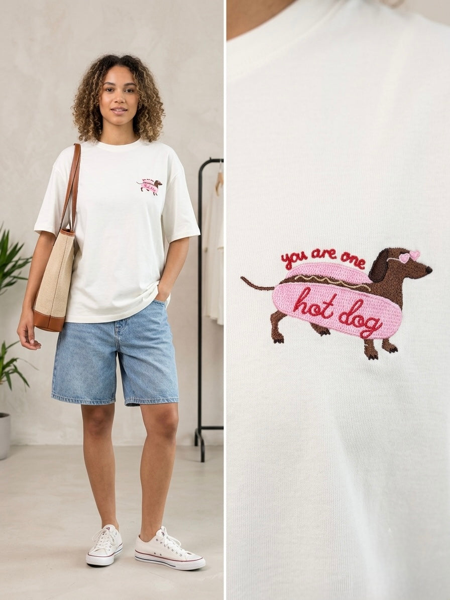 Lässiges T-Shirt Hotdog