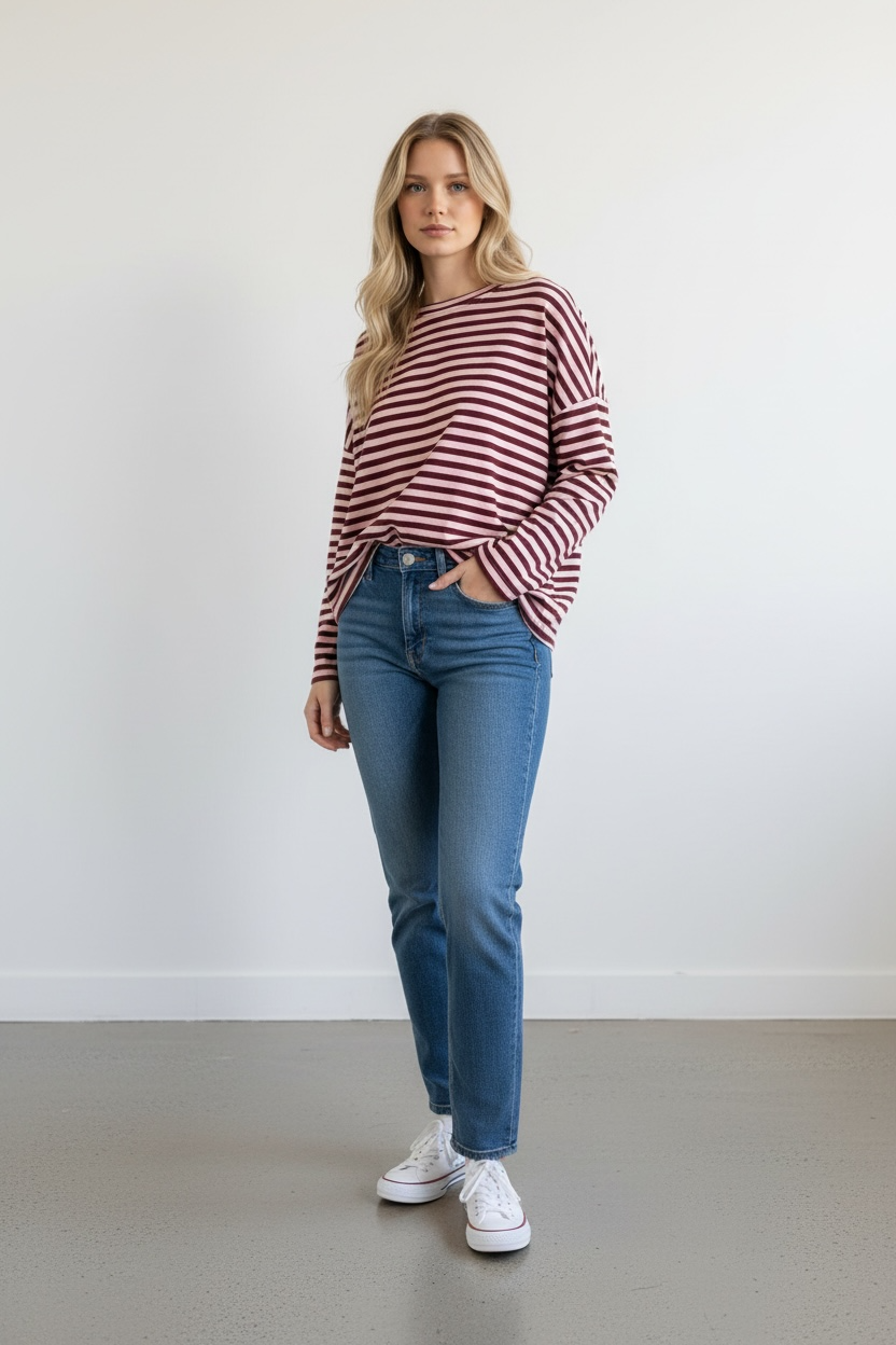 Gestreiftes Jersey Shirt kürzer geschnitten (verschiedene Farben)