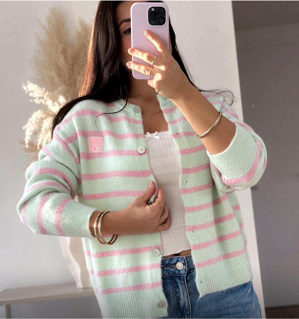 Strickjacke Love Club gestreift (verschiedene Farben)