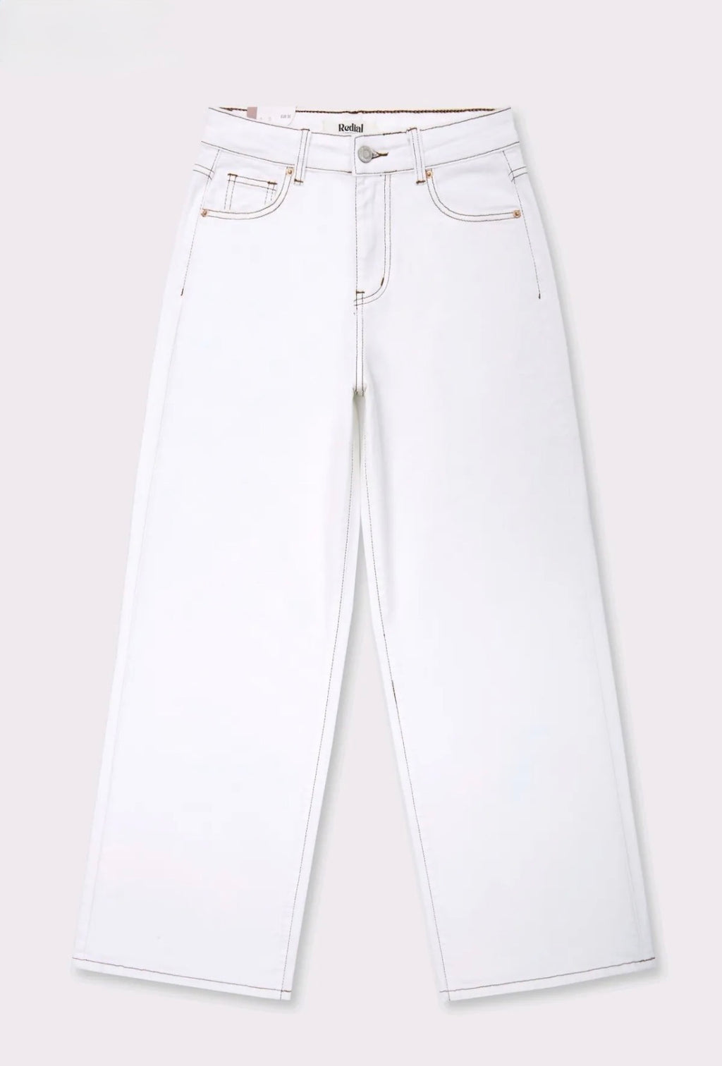 Wideleg Jeans Ivory Edge mit braunen Nähten