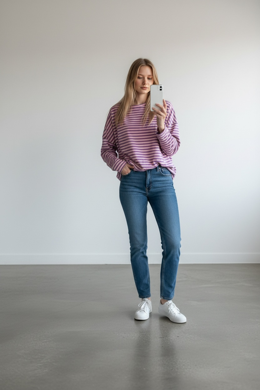 Gestreiftes Jersey Shirt kürzer geschnitten (verschiedene Farben)