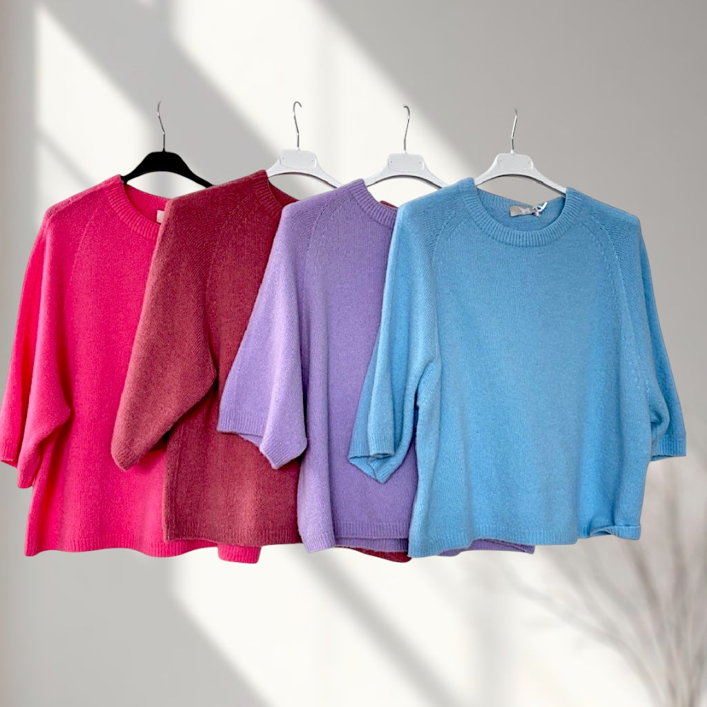 Feiner Alpaka Strickpullover mit 3/4 Arm verschiedene Farben