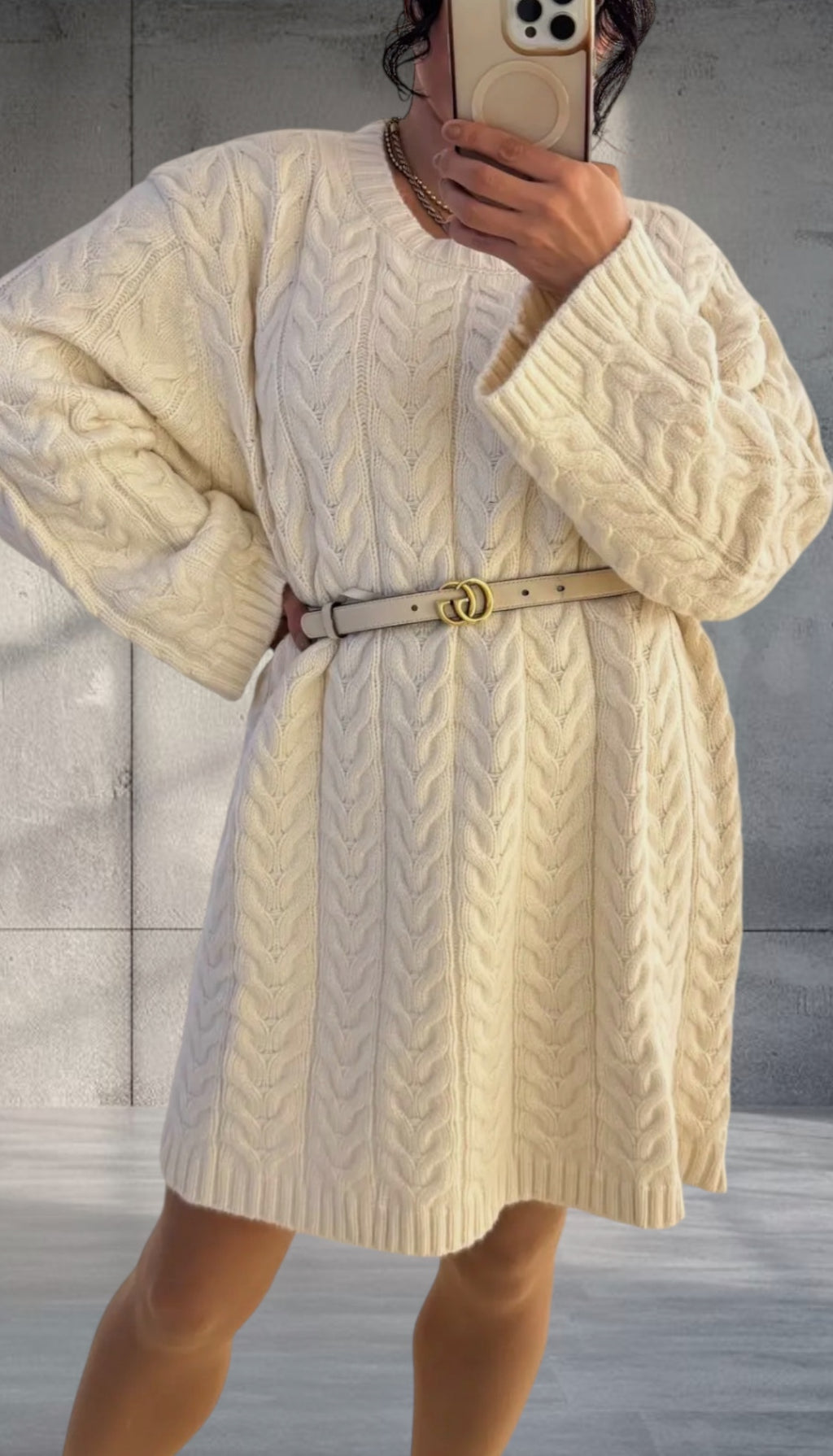 Zopfstrick Longpullover (verschiedene Farben)