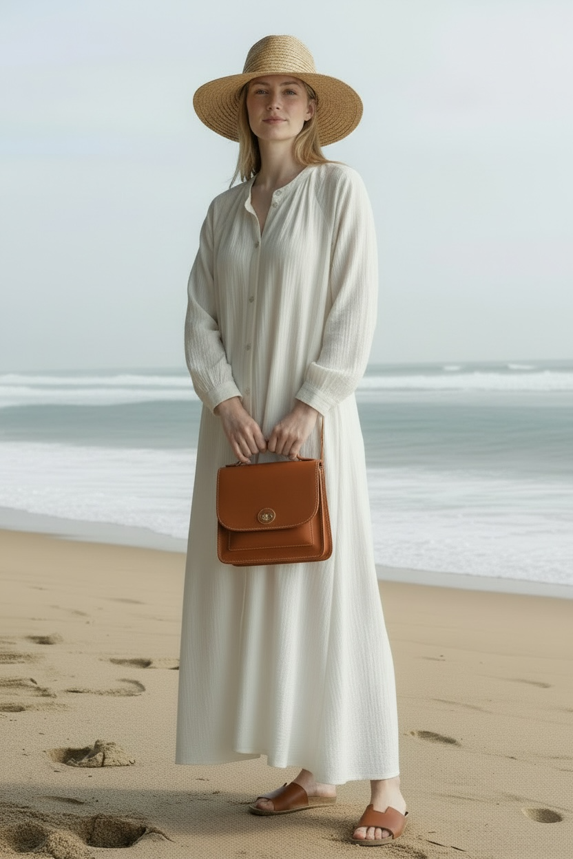 Musselin Hemdkleid lang (verschiedene Farben)