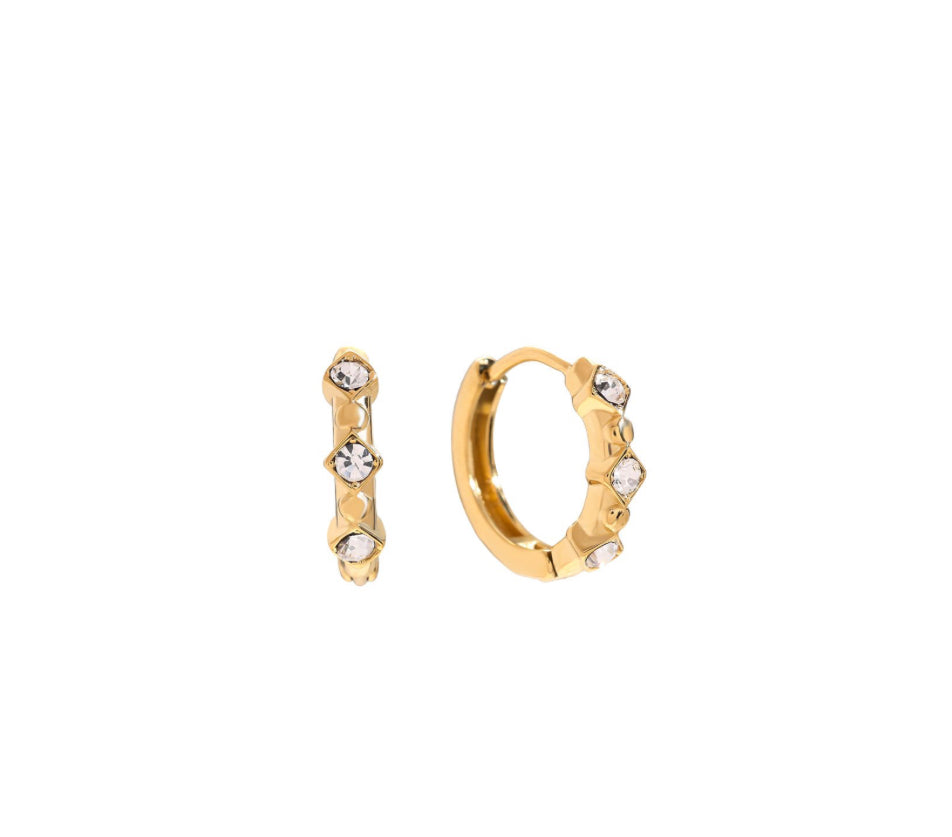 Creole Three Little Diamonds Edelstahl Vergoldet