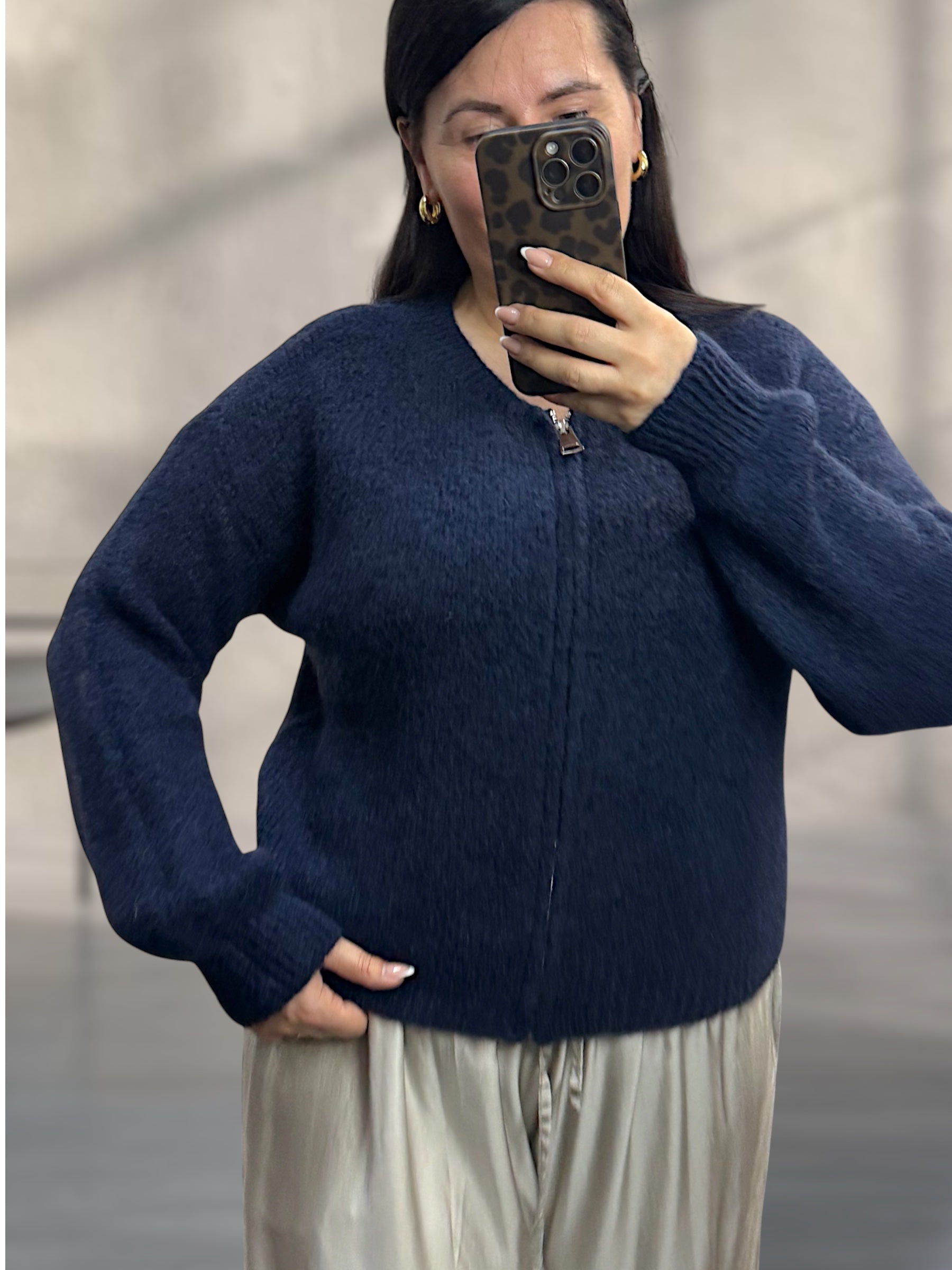 Zipp-Strickjacke mit Reißverschluss (verschiedene Farben)