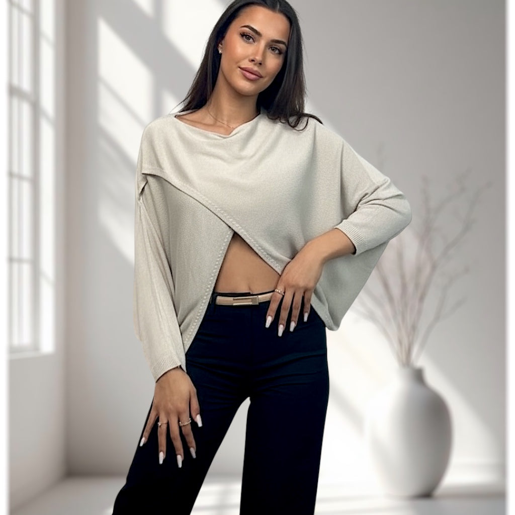 Modalpullover mit Wickel-Look (verschiedene Farben)