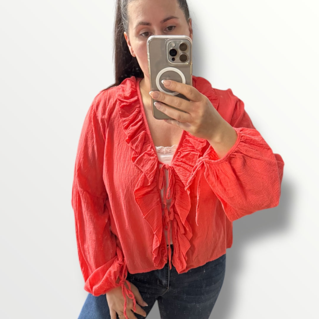 Knoten-Bluse mit Rüschen verschiedenen Farben