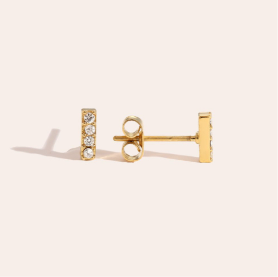 Four Diamonds Line Edelstahl Ohrringe vergoldet