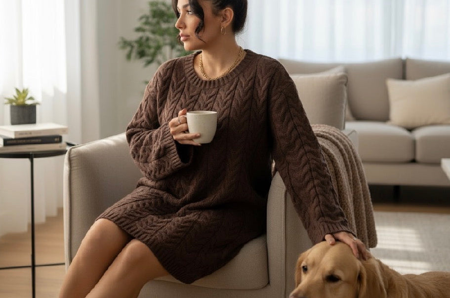 Zopfstrick Longpullover (verschiedene Farben)