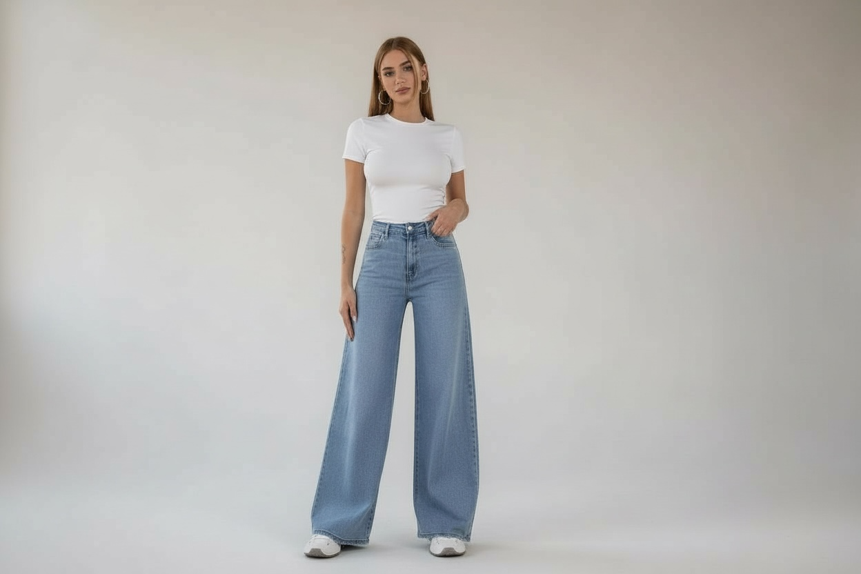 Wideleg Jeans hellblau