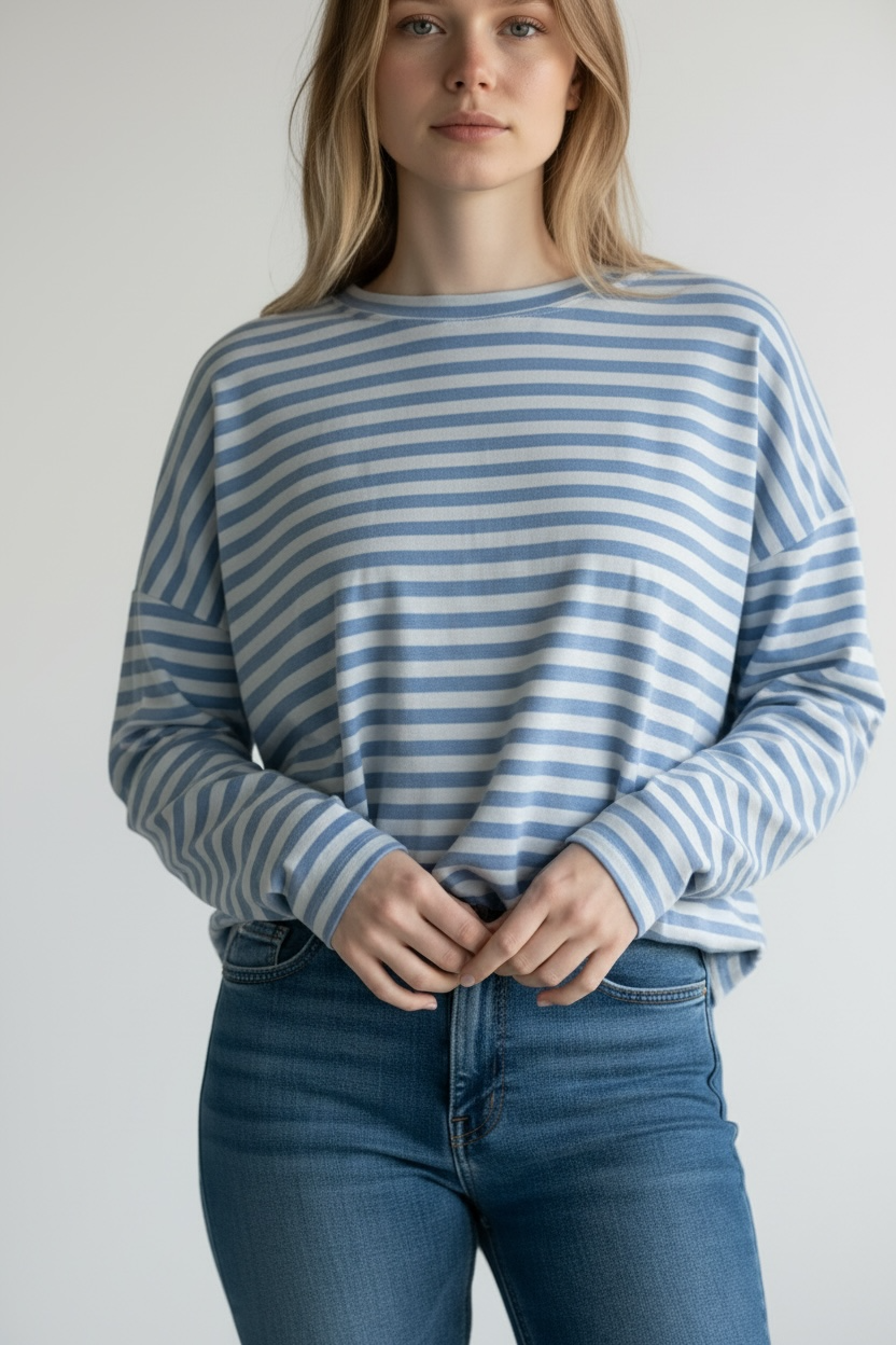 Gestreiftes Jersey Shirt kürzer geschnitten (verschiedene Farben)