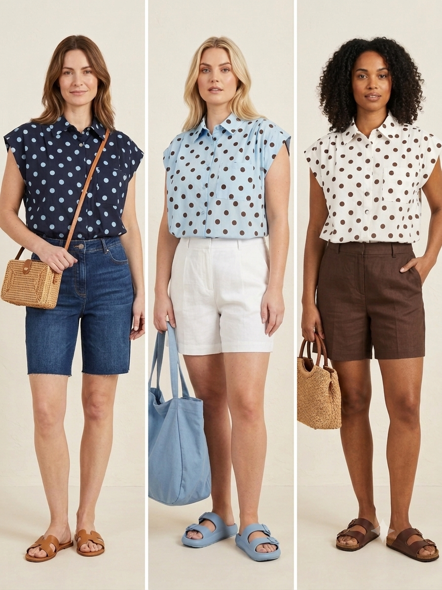 Cropped Polkadots Bluse (verschiedene Farben)