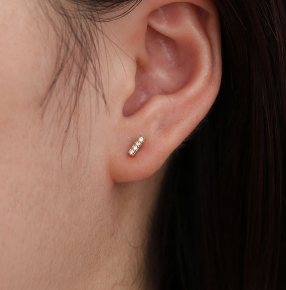 Four Diamonds Line Edelstahl Ohrringe vergoldet