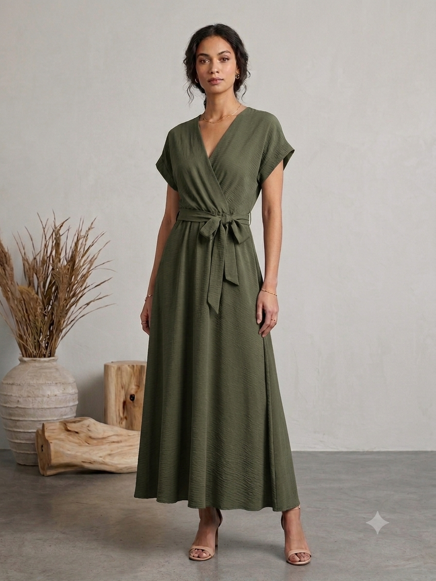 Basic Kleid mit Bindegürtel (verschiedenen Farben)