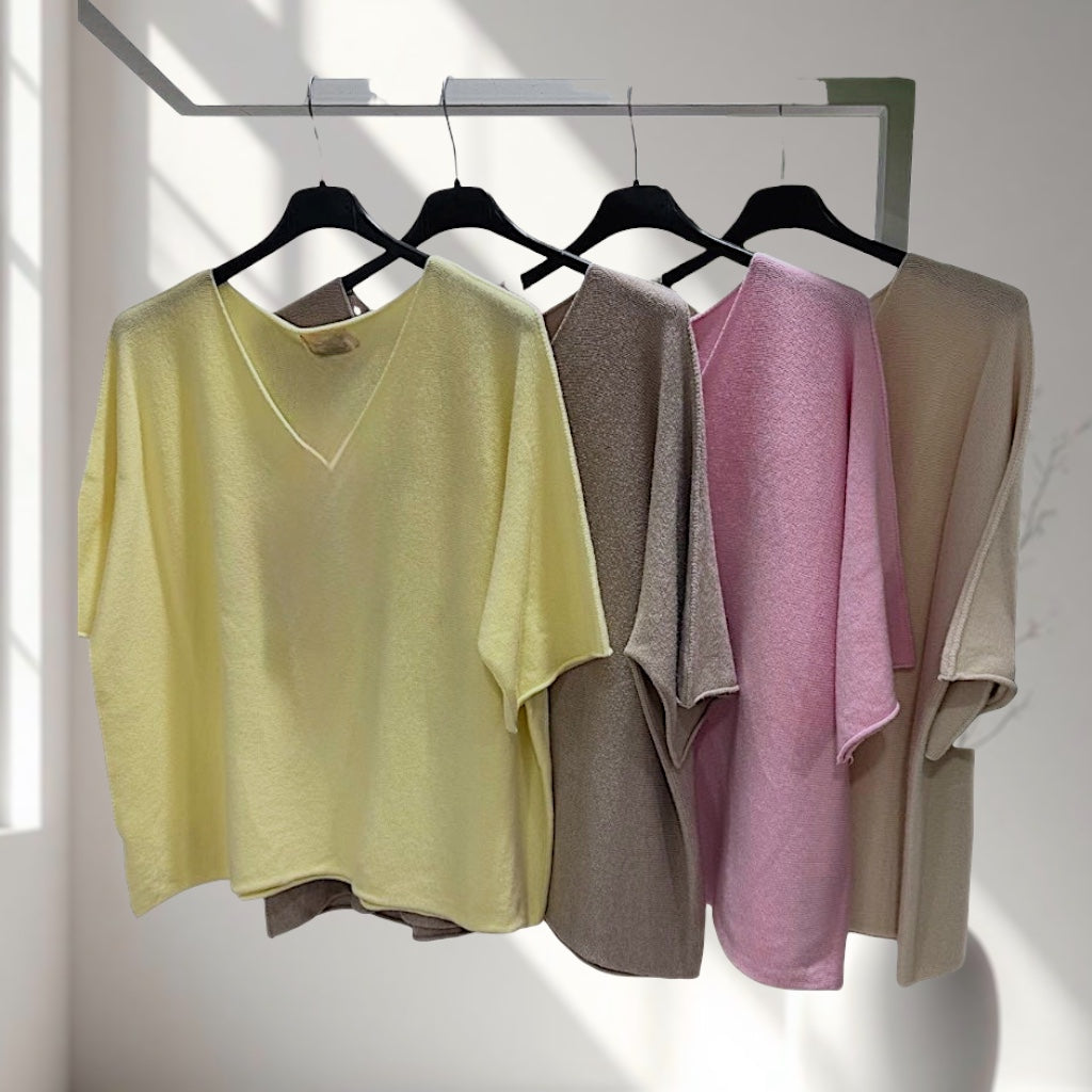 Lässiges Kurzarm Feinstrick Shirt (verschiedene Farben)