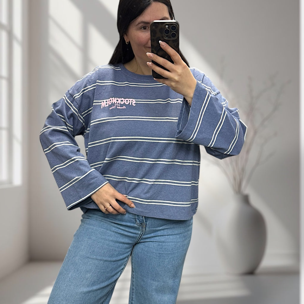 Gestreiftes Longsleeve „Stockholm City“ (verschiedene Farben)