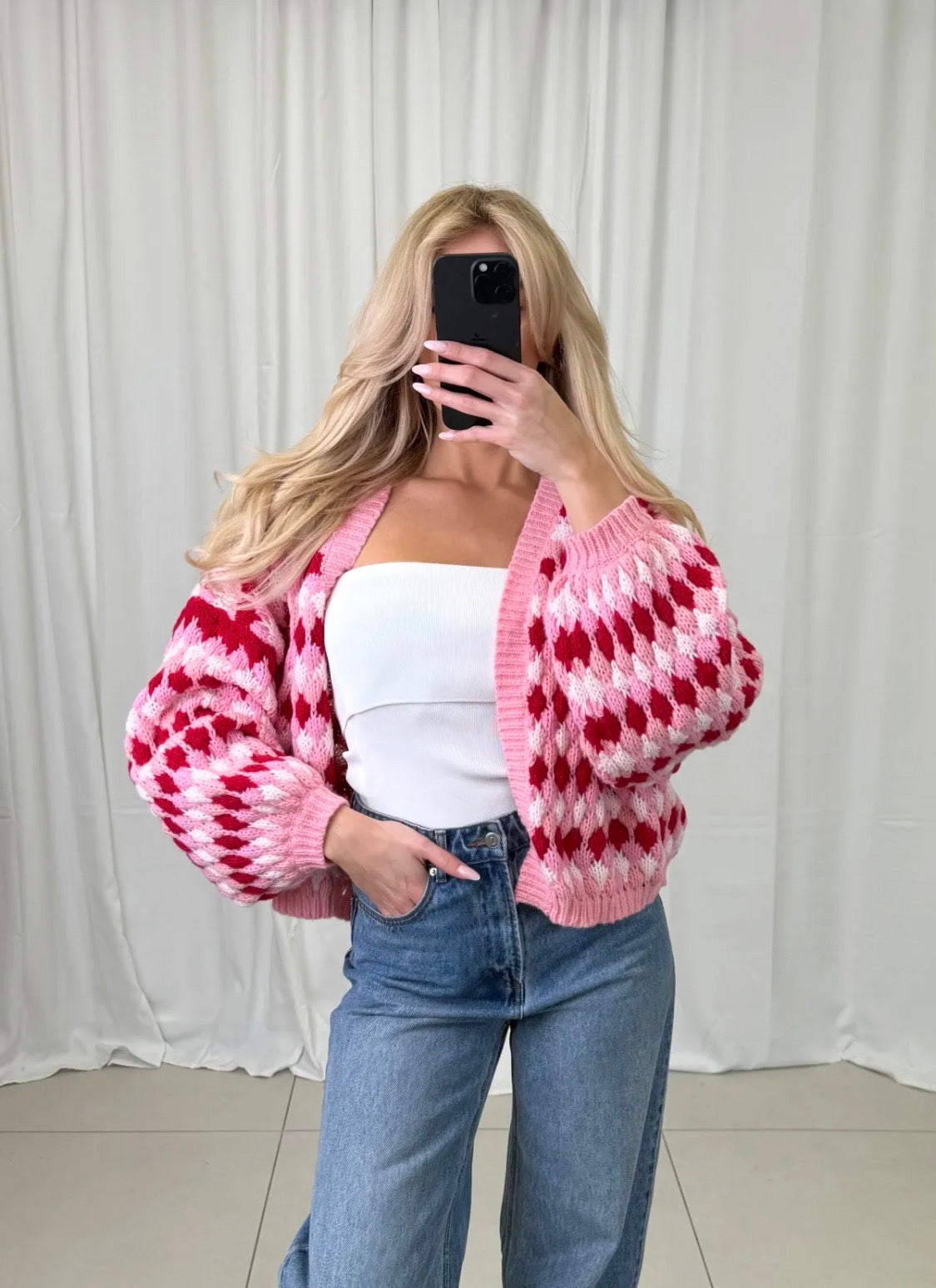 Cardigan Little Bubble Pink/Rot